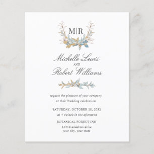 Chique Monogram Wapenschild Goud blauwe bloemen Fo