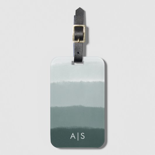 Chique Monogram Waterverf Limed Spruce Ombre Bagagelabel (Voorkant (verticaal))