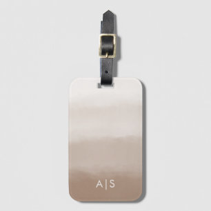 Chique Monogram Waterverf Paddestoel Bruin Ombre Bagagelabel
