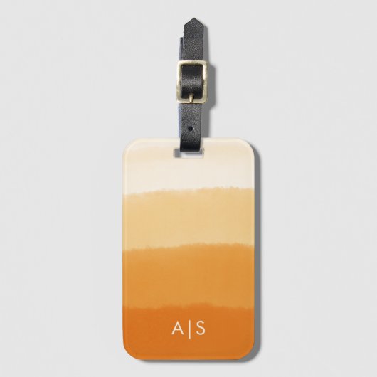 Chique monogram Waterverf pompoen Sinaasappel Ombr Bagagelabel (Voorkant (verticaal))