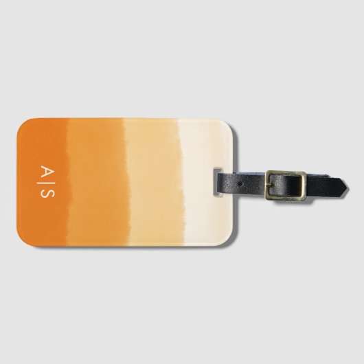 Chique monogram Waterverf pompoen Sinaasappel Ombr Bagagelabel (Voorkant (horizontaal))