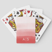 Chique monogram Waterverf vervaagd koraal rood omb Pokerkaarten (Achterkant)