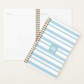Chique Monogram Witte en Blauwe Strepen Planner (Display)