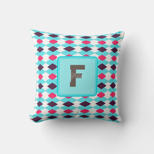 Chique Monogram Worpkussen als Cadeau voor Papa Kussen (Voorkant)