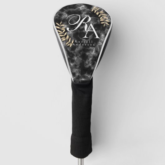 Chique Monogram Zwart Golfheadcover (Voorkant)