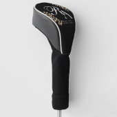 Chique Monogram Zwart Golfheadcover (Schuin)