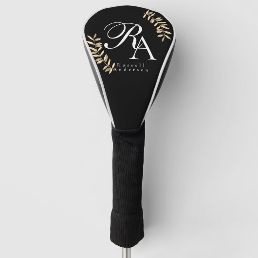 Chique Monogram Zwart Golfheadcover (Voorkant)