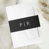 Chique Monogram Zwart-wit bruiloft Uitnodigingen Wikkel