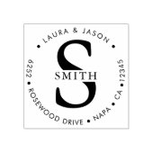 Chique Monogrammed Rond Terugkeeradres Rubberstempel (Afrduk)