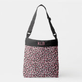Chique Monogrammed Roze en Zwarte Luipaard Print Crossbody Tas (Voorkant)