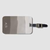 Chique Monogrammed Waterverf Davy Grey Ombre Bagagelabel (Voorkant (horizontaal))