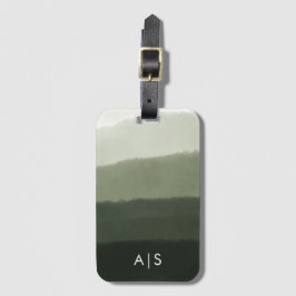 Chique Monogrammed Waterverf Oerwoud Groene Ombre Bagagelabel