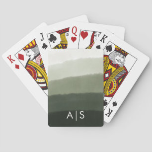 Chique Monogrammed Waterverf Oerwoud Groene Ombre Pokerkaarten