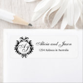 Chique Monogrammen voor Bruiloften Retouradres Lab Etiket (Insitu)