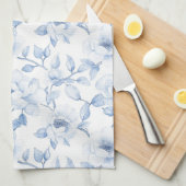 Chique mooie blauwe witte bloemen theedoek (Quarter Fold)