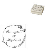 Chique mooie bloem rond bewaar de datum rubberstempel (Gestempeld)