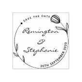 Chique mooie bloem rond bewaar de datum rubberstempel (Afrduk)