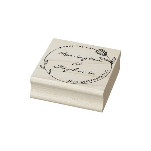 Chique mooie bloem rond bewaar de datum rubberstempel (Stempel)