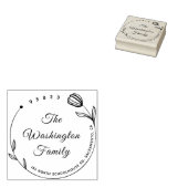 Chique mooie bloem ronde familienaam rubberstempel (Gestempeld)
