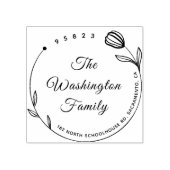 Chique mooie bloem ronde familienaam rubberstempel (Afrduk)