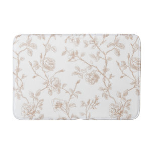 Chique mooie crèmekleurige witte bloemen badmat