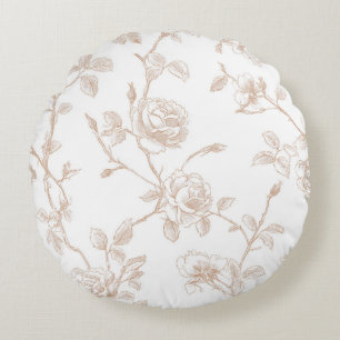 Chique mooie crèmekleurige witte bloemen rond kussen