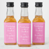 Chique Mooie Roze Huwelijk Witte Script Namen Mini Likeurfles Etiket (Flessen)