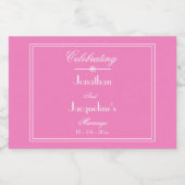 Chique Mooie Roze Huwelijk Witte Script Namen Mini Likeurfles Etiket (Enkel label)