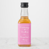 Chique Mooie Roze Huwelijk Witte Script Namen Mini Likeurfles Etiket (Voorkant)