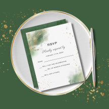 Chique Moss Groen Goud Bruiloft RSVP Kaart