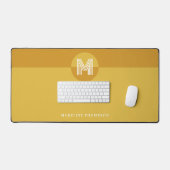 Chique mosterd geel geometrisch modern monogram bureaumat (Keyboard & Muis)