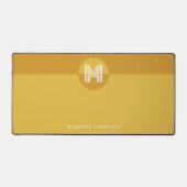 Chique mosterd geel geometrisch modern monogram bureaumat (Voorkant)