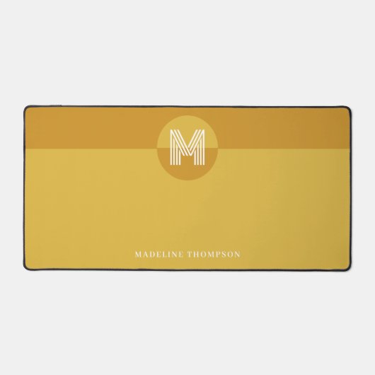 Chique mosterd geel geometrisch modern monogram bureaumat (Voorkant)