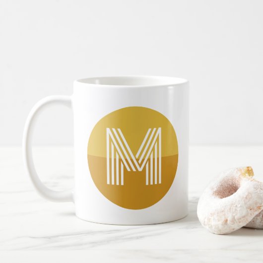 Chique mosterd geel geometrisch modern monogram koffiemok (Met donut)