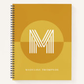 Chique mosterd geel geometrisch modern monogram notitieboek (Voorkant)