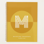 Chique mosterd geel geometrisch modern monogram planner (Voorkant)