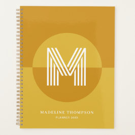 Chique mosterd geel geometrisch modern monogram planner
