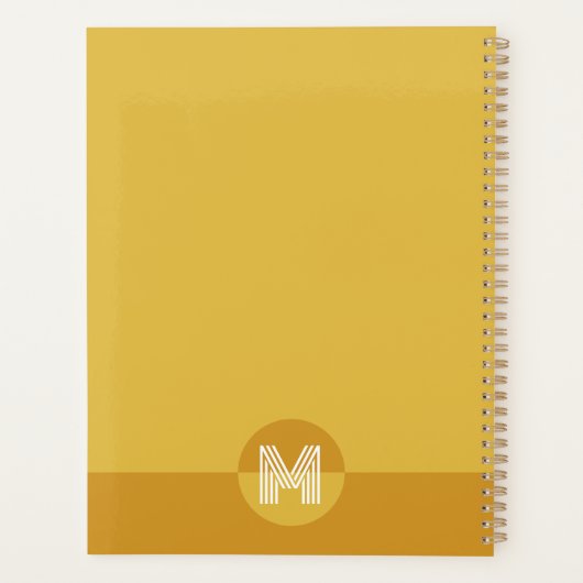Chique mosterd geel geometrisch modern monogram planner (Achterkant)