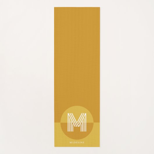 Chique mosterd geel geometrisch modern monogram yogamat (Voorkant)