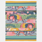 Chique mosterd teal herfst bloemstuk patchwork fleece deken (Voorkant)