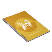 Chique Mosterdgeel Geometrisch Modern Monogram Notitieboek (Rechterzijde)