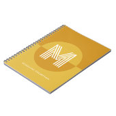 Chique Mosterdgeel Geometrisch Modern Monogram Notitieboek (Linkerzijde)