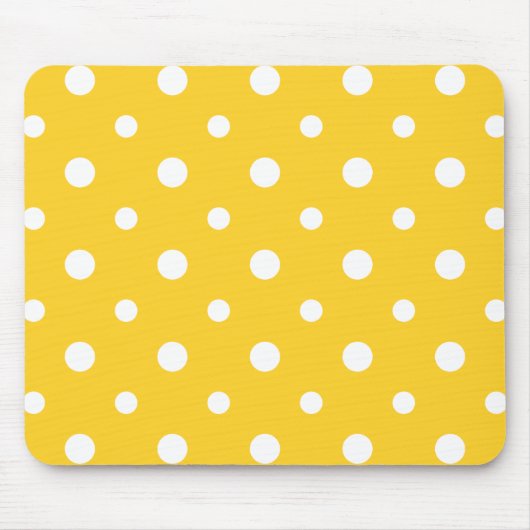 Chique Mousepad: Witte Jumbo Polkas op geel Muismat (Voorkant)