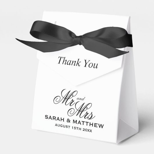 Chique Mr en Mrs zwart stropdas gala bruiloft Bedankdoosjes (Voorkant Zijde)