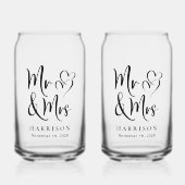 Chique Mr. Mrs bruidegom bruiloft Blikvorm Glas (Voorkant)