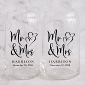 Chique Mr. Mrs bruidegom bruiloft Blikvorm Glas