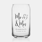 Chique Mr Mrs Wedding Blikvorm Glas (Voorkant)