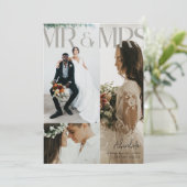 Chique multi-foto bruiloft dank u kaart Een opmerk (Staand voorkant)
