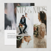 Chique multi-foto bruiloft dank u kaart Een opmerk (Voorkant / Achterkant)