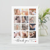 Chique multi-foto collage babyshower bedankkaart (Staand voorkant)